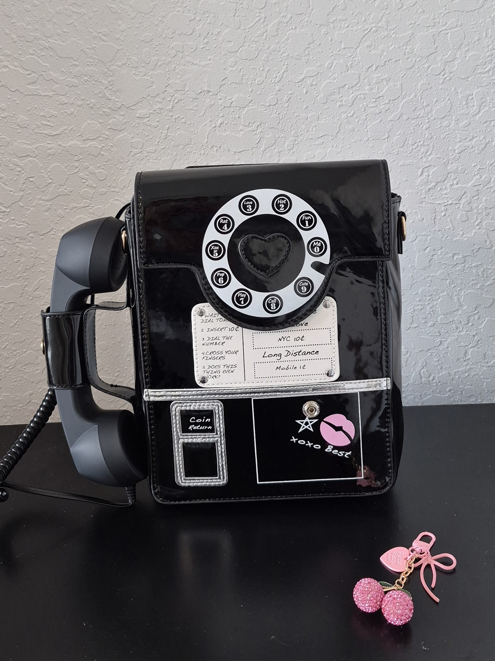 Black Retro Payphone Crossbody Bag